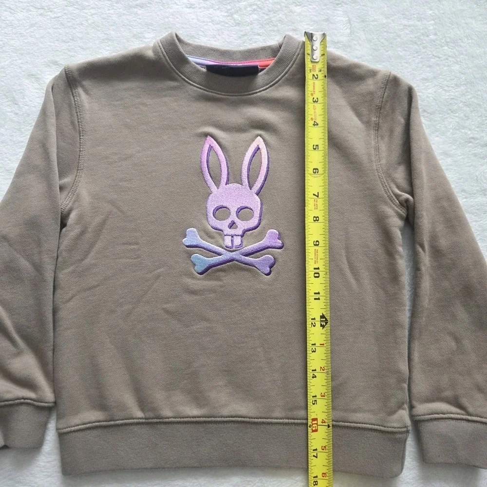 Psycho Bunny Kids Crewneck‎ 5/6 Ombre Logo Long Sleeve Tan/taupe